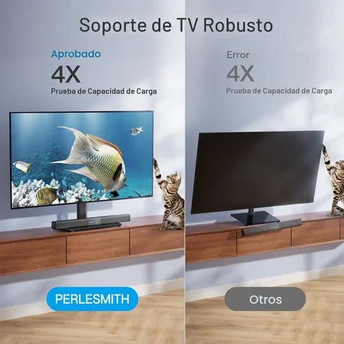 Miniatura 7 de PERLESMITH Patas giratorias universales para televisores LED LCD de 24 a 60 pulgadas, soporte de montaje de televisión ajustable en altura con base