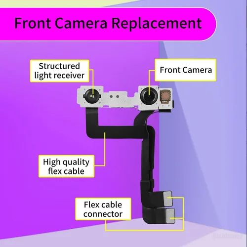 Miniatura 3 de Reemplazo de la cámara frontal para iPhone 11 Pro Max frente al módulo de lente Cable flexible con luz estructurada Receptor de 12MP Reemplazar