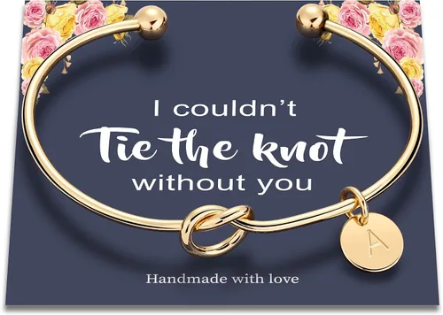 Miniatura 2 de Ursteel - Pulsera de diseño de nudo y abalorio de inical para dama de honor o para regalar