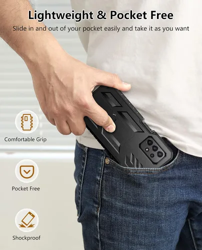 Miniatura 8 de FNTCASE Funda para Samsung Galaxy A23 5G: Carcasa protectora completa de TPU resistente de grado militar a prueba de golpes con función atril