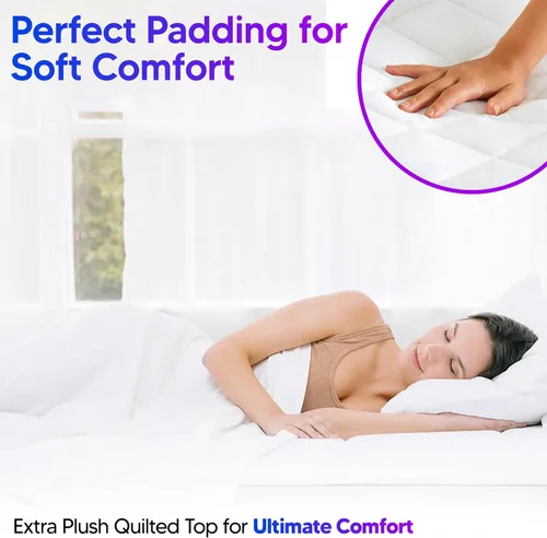 Miniatura 4 de Protector de colchón impermeable tamaño Queen de alta calidad, acolchado, transpirable, de grado hotelero, con bolsillo profundo que se estira hasta