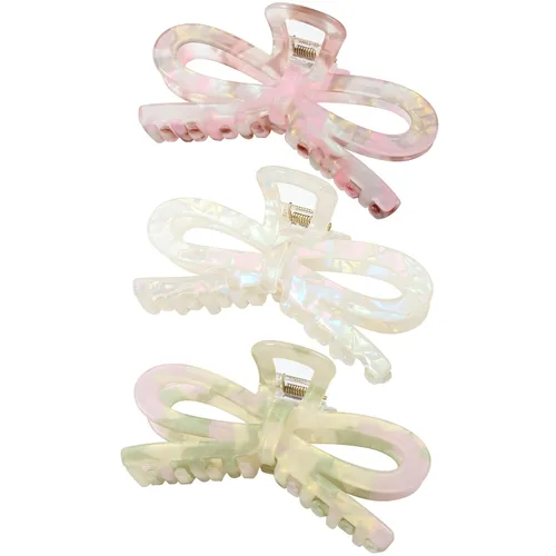 Jayongnee - 3 pinzas para el cabello con lazo para mujer, pinzas antideslizantes para cabello fino o grueso, bonitos accesorios de mariposa para