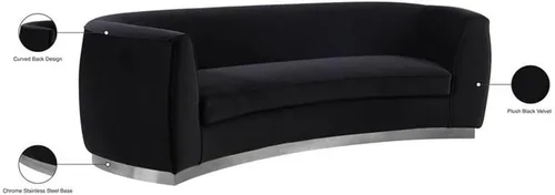 Miniatura 6 de Meridian Furniture Julian Collection Modern Sofá tapizado de terciopelo contemporáneo con base de acero inoxidable en acabado cromado pulido