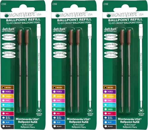 Miniatura 26 de Monteverde Recambios de bolígrafo suave USA para adaptarse a bolígrafos cruzados, punta media, tinta morada, paquete de 2 – Rendimiento de escritura