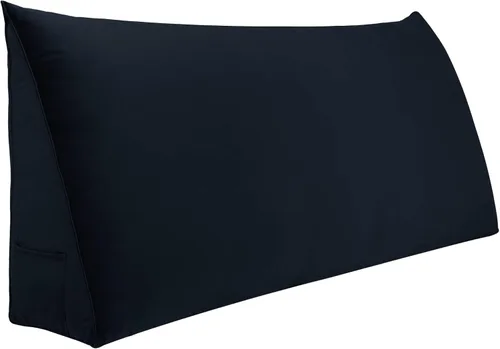 Miniatura 9 de VERCART Almohada grande de cuña para cama de lectura, cabecera tapizada triangular, respaldo para sentarse en la cama con funda extraíble de Azul