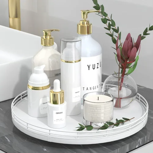 Miniatura 35 de Bandeja de baño de madera de roble de 12 pulgadas para mostrador, bandeja de tocador para perfume, loción, velas, maquillaje, joyería, fregadero