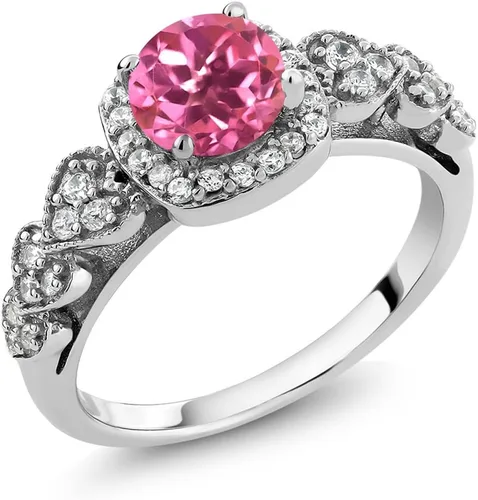 Miniatura 13 de Gem Stone King Anillo de compromiso de aniversario y piedra natal de corte redondo de 0.236 in para mujer, plata de ley 925, anillo de promesa