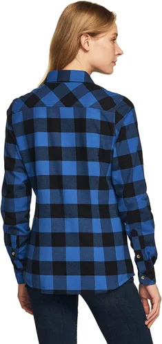 Miniatura 5 de CQR - Camisa de franela a cuadros para mujer, de manga larga, casual, de algodón suave cepillado y con botones