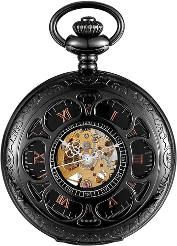 Miniatura 9 de ShoppeWatch Reloj de bolsillo para hombre con cadena Reloj de bolsillo vintage de cuerda a mano Reloj de bolsillo clásico con movimiento