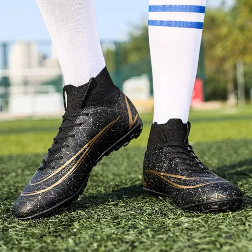Miniatura 6 de WANMEIL Zapatos de fútbol unisex para niños grandes y jóvenes, para exteriores, zapatos de fútbol de tierra firme