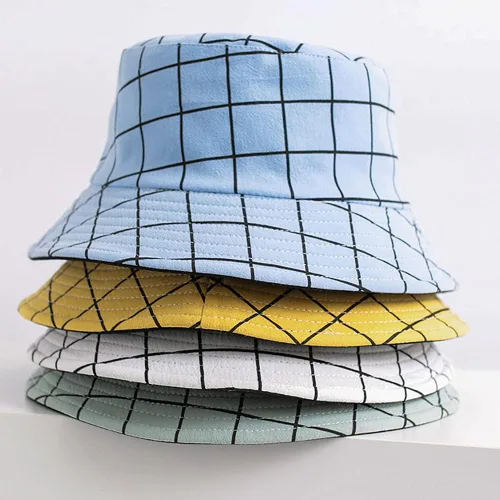 Miniatura 8 de Sombreros reversibles a cuadros para hombres y mujeres, para exteriores, primavera, verano, pesca, pescador, gorra de sol plegable