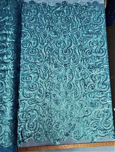 Miniatura 7 de The Spiral Sequin - Tela de lentejuelas rizadas de 3 pies y 1 yardas, sobre malla de polietileno, por el patio, tela de lentejuelas, mantel, lino