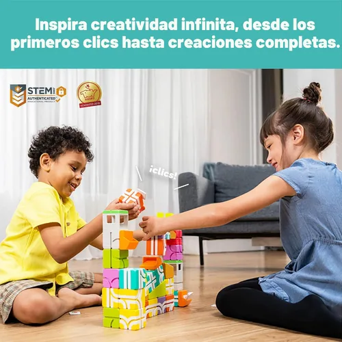 Miniatura 9 de QBI - Juego de bloques magnéticos de inicio 4 en 1 Bloques de construcción STEM con 4 autos y baldosas de pista 3D Juguetes magnéticos