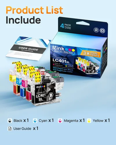 Miniatura 8 de E-Z Ink LC401XL - Cartuchos de tinta para impresora Brother, repuesto compatible con cartuchos de tinta Brother LC401 LC401 XL LC401XL LC 401