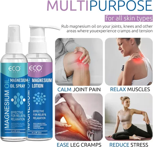 Miniatura 2 de Dúo de aceite de magnesio puro en aerosol y loción, cloruro de magnesio tópico para pies, piel y cuerpo, fácil de absorber y usar para mujeres
