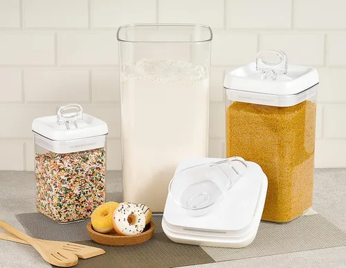 Miniatura 3 de Felli Flip Tite - Recipiente de almacenamiento de alimentos acrílico con tapa, 6 pulgadas, XL, con sello de anillo hermético y parte superior, Blanco