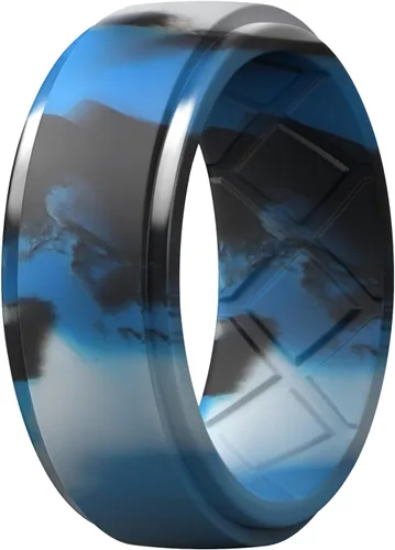 Miniatura 39 de Egnaro - Anillos de silicona para hombre, 25/64 pulgadas (10 mm) de ancho y 3/32 pulgadas (2.5 mm) de grosor, alianzas de boda de goma, paquete