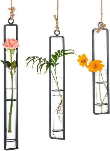 Miniatura 10 de Sziqiqi Florero de tubo de propagación de vidrio transparente colgante para esquejes, propagación de plantas hidropónicas, hogar, balcón, contenedor
