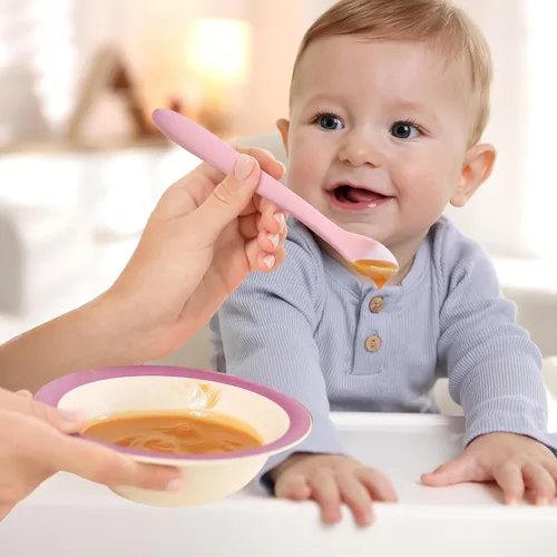 Miniatura 7 de TmepCheck - Cucharas de silicona que cambian de color de temperatura, cucharas de alimentación para bebés de primera etapa, utensilios para bebés