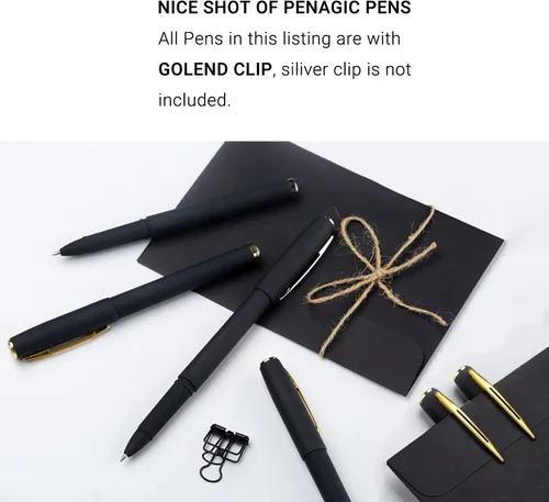 Miniatura 6 de Penagic Bolígrafos P-223A, bolígrafos de gel de punta fina [0.015 in] tinta negra, bolígrafos con diseño mate, bolígrafos de papelería