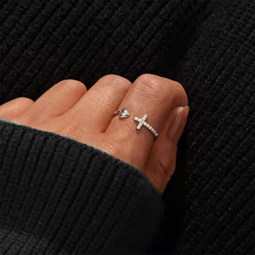 Miniatura 6 de Anillo de plata de ley 925, minimalista, ajustable, hecho a mano, para mujeres y niñas