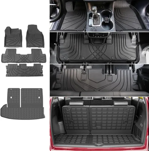 Miniatura 16 de powoq Tapete de suelo compatible con Honda Pilot 2016-2022 con alfombrilla de respaldo, forro de carga de repuesto para accesorios Honda Pilot