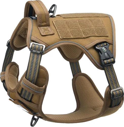 Miniatura 10 de Arnés táctico para perros medianos y grandes, verde, ajustable, sin tirones, con asa, chaleco reflectante resistente, talla L Verde militar