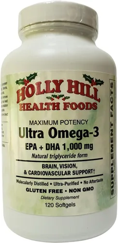 Holly Hill Health Foods Aceite de pescado con triglicéridos ultra omega-3, 1000 mg de EPA + DHA, 120 cápsulas blandas