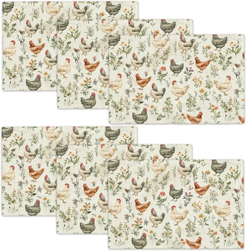 Miniatura 47 de Juego de 6 manteles individuales de girasol de granja, manteles individuales agradecidos bendecidos, manteles individuales rústicos de abeja