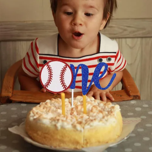 Miniatura 4 de Decoración para tartas de béisbol con purpurina, decoración de pastel de primer cumpleaños, temática deportiva, temática de béisbol, suministros