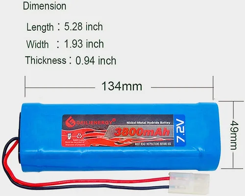 Miniatura 2 de Paquete de baterías RC de 7.2V (paquete de 2) 3800mAh de alta capacidad de 6 celdas NiMH Flat Battery Pack w/Standard Tamiya Connector+7.2V Smart