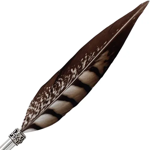 Miniatura 4 de Gullor Pluma de pluma vintage, pluma de inmersión de plumas naturales con caja de regalo, negro y marrón