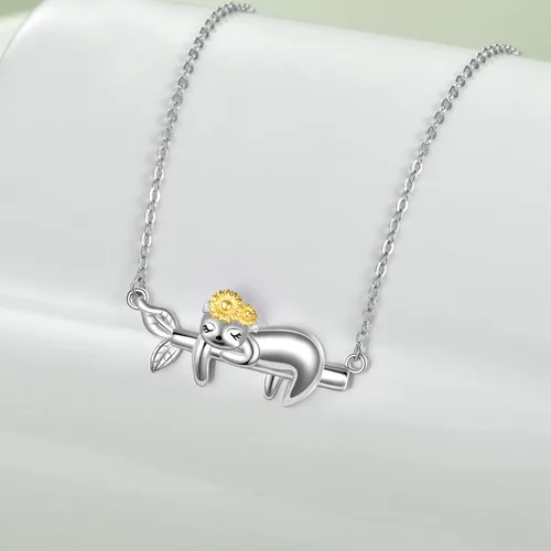 Miniatura 2 de MONGAS Collar de plata de ley 925 con diseño de girasol perezoso para mujer