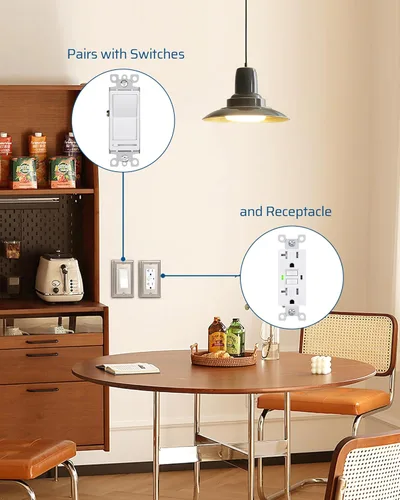 Miniatura 5 de DEWENWILS Paquete de 4 cubiertas de pared de metal, placas de pared decorativas para receptáculos, salida GFCI, interruptor de atenuación, níquel