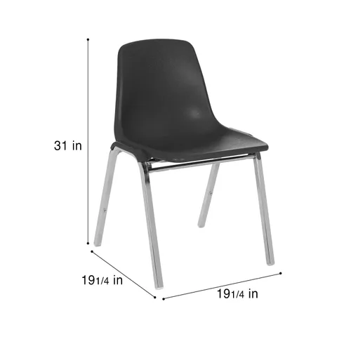 Miniatura 7 de OEF Furnishings OEF8110/4 Silla apilable de polipropileno de grado comercial (negro, paquete de 4)