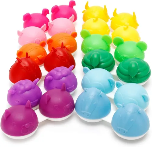 Miniatura 8 de Cyrank Estuche para lentes de contacto, lentes de contacto de color, lindo paquete de 12 fundas para lentes de contacto, colorido a granel, kit