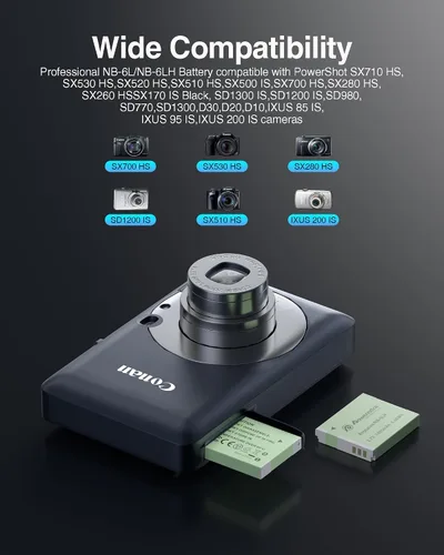 Miniatura 2 de Paquete de 2 baterías NB-6LH/NB-6L y cargador USB dual para Canon Powershot S120, SX510 HS, SX280 HS, SX500 is, SX700, D20, S90, D30, ELPH 500