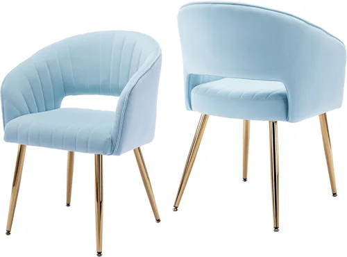 Miniatura 21 de KCC Juego de 2 Sillas de Comedor de Acento Moderno, Sillas de Comedor Tapizadas en Terciopelo con Respaldo Hueco, Sillas de Cocina Acolchadas Sillas