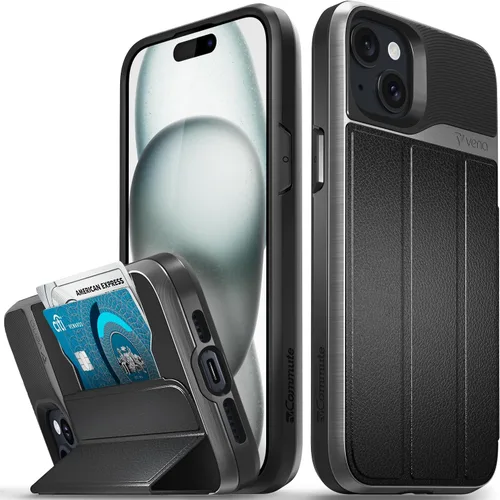 Miniatura 78 de VENA vCommute Funda tipo cartera compatible con Apple iPhone 14 (15.5 cm), funda de cuero con tapa plegable, tarjetero con función de soporte