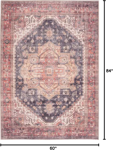 Miniatura 301 de GLN Rugs Traditional Collection - Alfombra de felpilla lavable a máquina, tradicional lavable, antideslizante, alfombra de felpilla de pelo corto