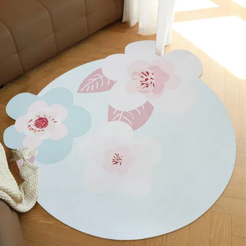 Miniatura 7 de ABREEZE Esterilla de meditación de flores grandes irregulares antideslizante redonda Pilates Yoga Mat de goma natural con superficie de gamuza