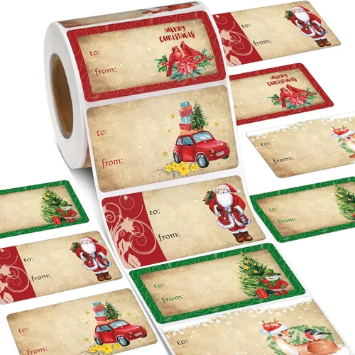 Outus 500 Piezas Etiquetas de Navidad Etiquetas de Regalo Autoadhesivas para Regalos de Navidad Etiquetas de Nombre de Navidad Pegatinas para Papel