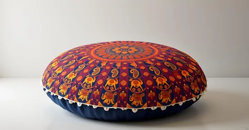 Miniatura 6 de CRAFT KALA Funda de cojín redonda de 22 pulgadas, diseño de mandala bohemio, para meditación, para sala de estar, sala de yoga, hogar, dormitorio