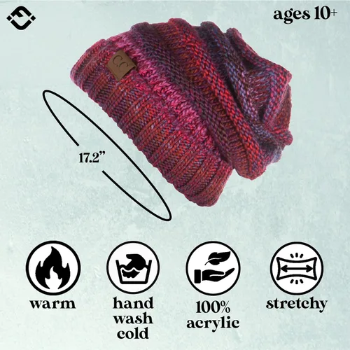 Miniatura 73 de Funky Junque Gorro de moda de punto trenzado de talla extragrande, grueso, abrigado, suave y holgado
