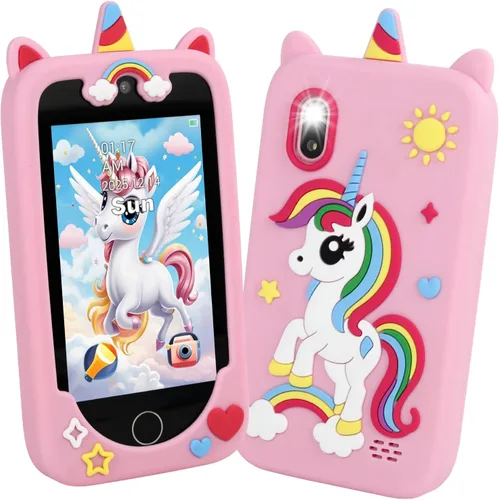 Miniatura 8 de Juguete de teléfono celular para niños, teléfono inteligente de aprendizaje educativo para niños pequeños de 3 a 10 años con pantalla táctil de 3.97