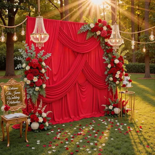 Miniatura 6 de Cortinas de fondo rojas sin arrugas de 10 pies x 10 pies para fiestas, cortinas de fondo de poliéster para fotografía, 2 paneles de 5x10 pies