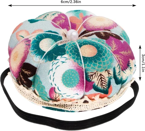 Miniatura 5 de Rolybag Alfileteros para muñeca con banda elástica, lindo alfiletero en forma de calabaza para llevar en la muñeca, almohadón para agujas de coser