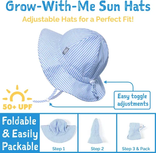 Miniatura 3 de JAN & JUL Sombrero de sol ajustable de algodón con protección UPF 50+ para niñas