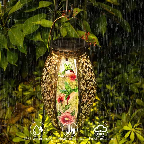 Miniatura 2 de Lámpara Solar de Colibrí Larekook para Exteriores Impermeable, Lámpara Colgante Grande de Metal de 13" Decorativa, Luces Solares de Colibrí