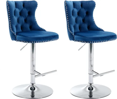 Miniatura 79 de Aoowow Juego de 2 taburetes de bar giratorios, taburetes de bar ajustables con respaldo de terciopelo copetudo, sillas de bar modernas tapizadas
